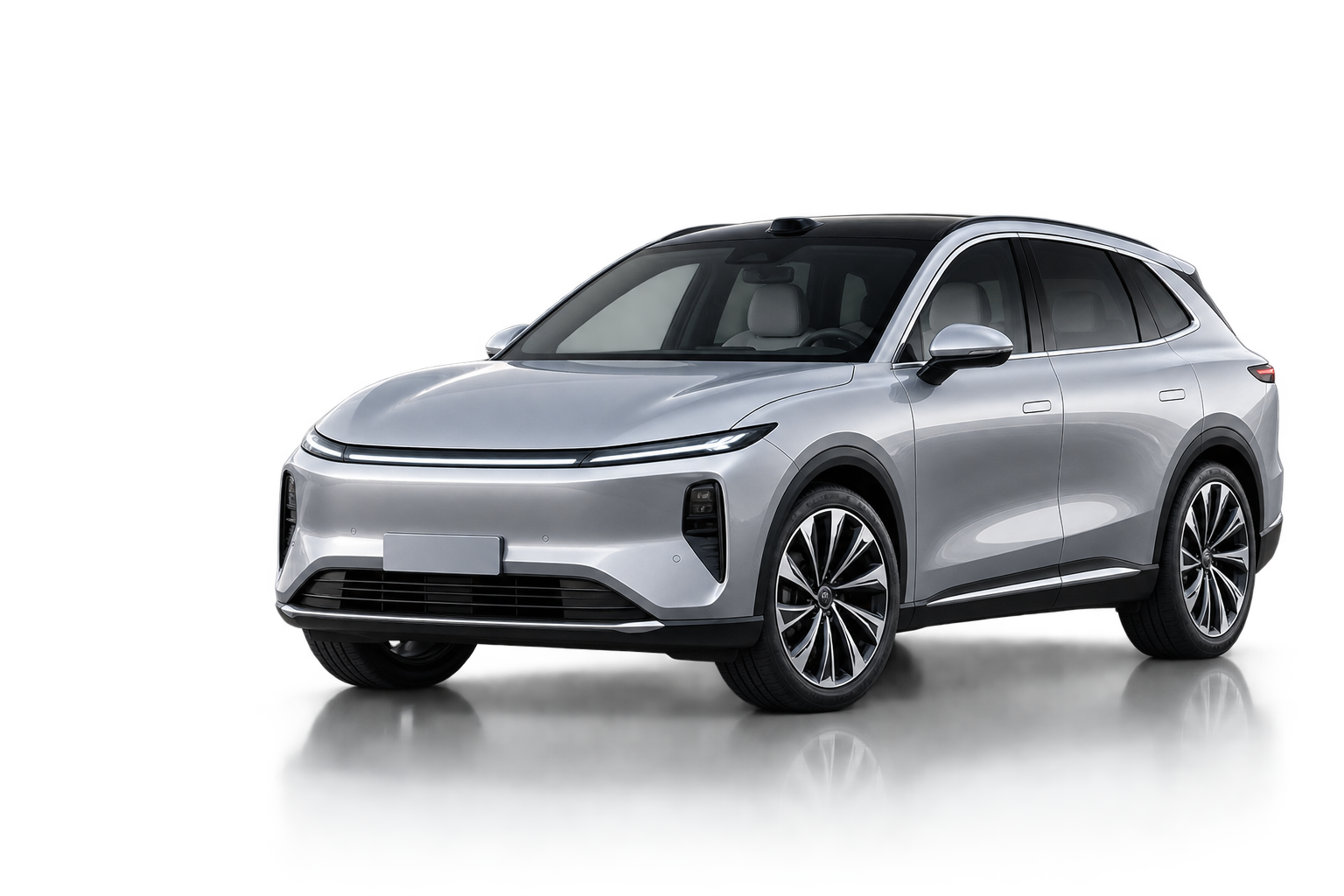 一辆原创设计的银色电动跨界 SUV